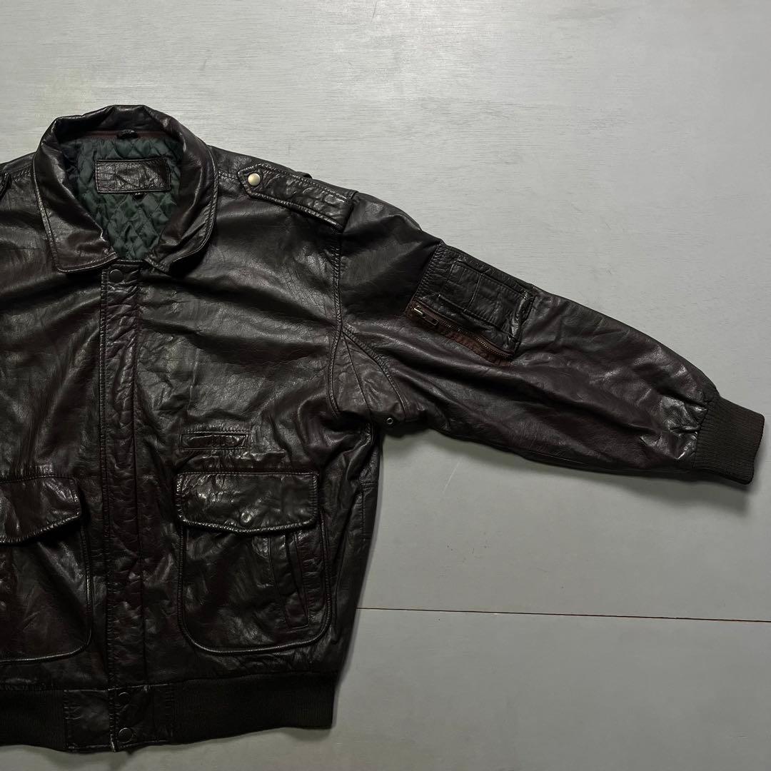 vintage A-2 レザージャケット　深水光太　ショート丈　牛革　短丈　黒