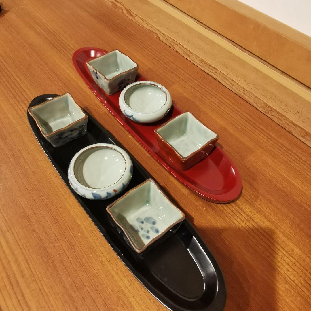 赤　黒　小判トレー　サービングプレート 30cm　漆器　細長　横長　朱