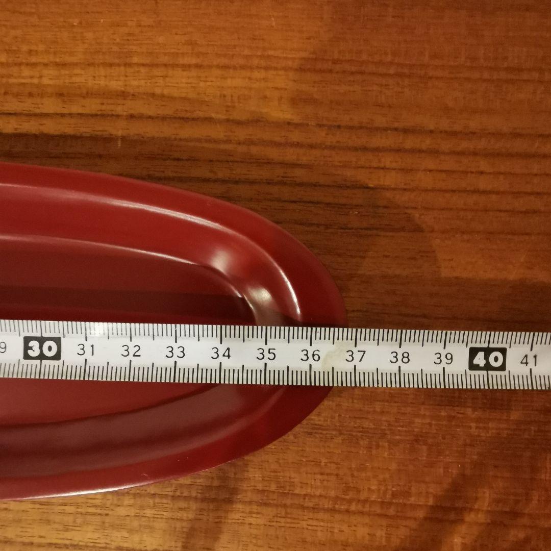 赤　黒　小判トレー　サービングプレート 30cm　漆器　細長　横長　朱