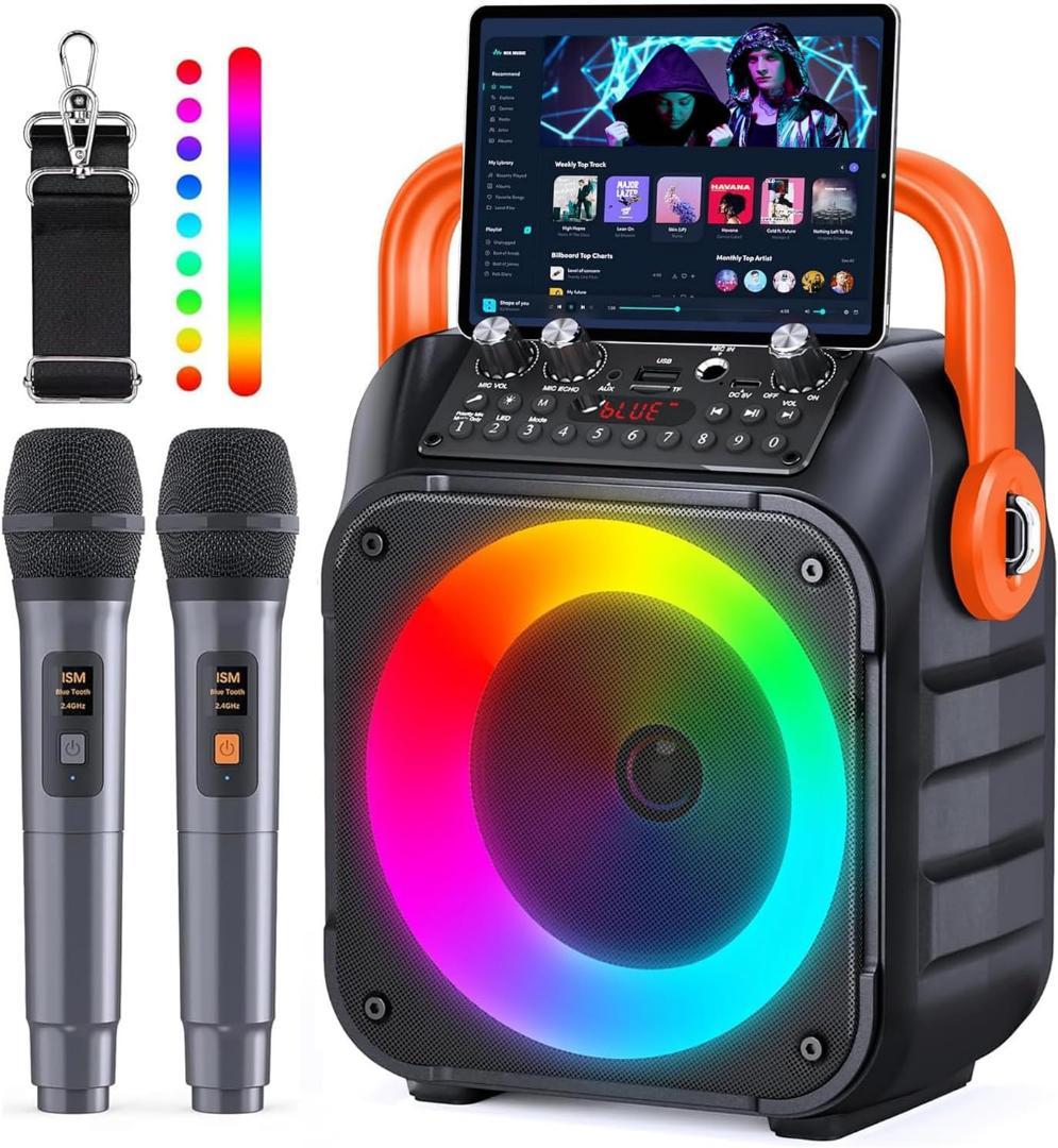 【M2245-133】家庭用カラオケセット Bluetooth5.0 マイク2本