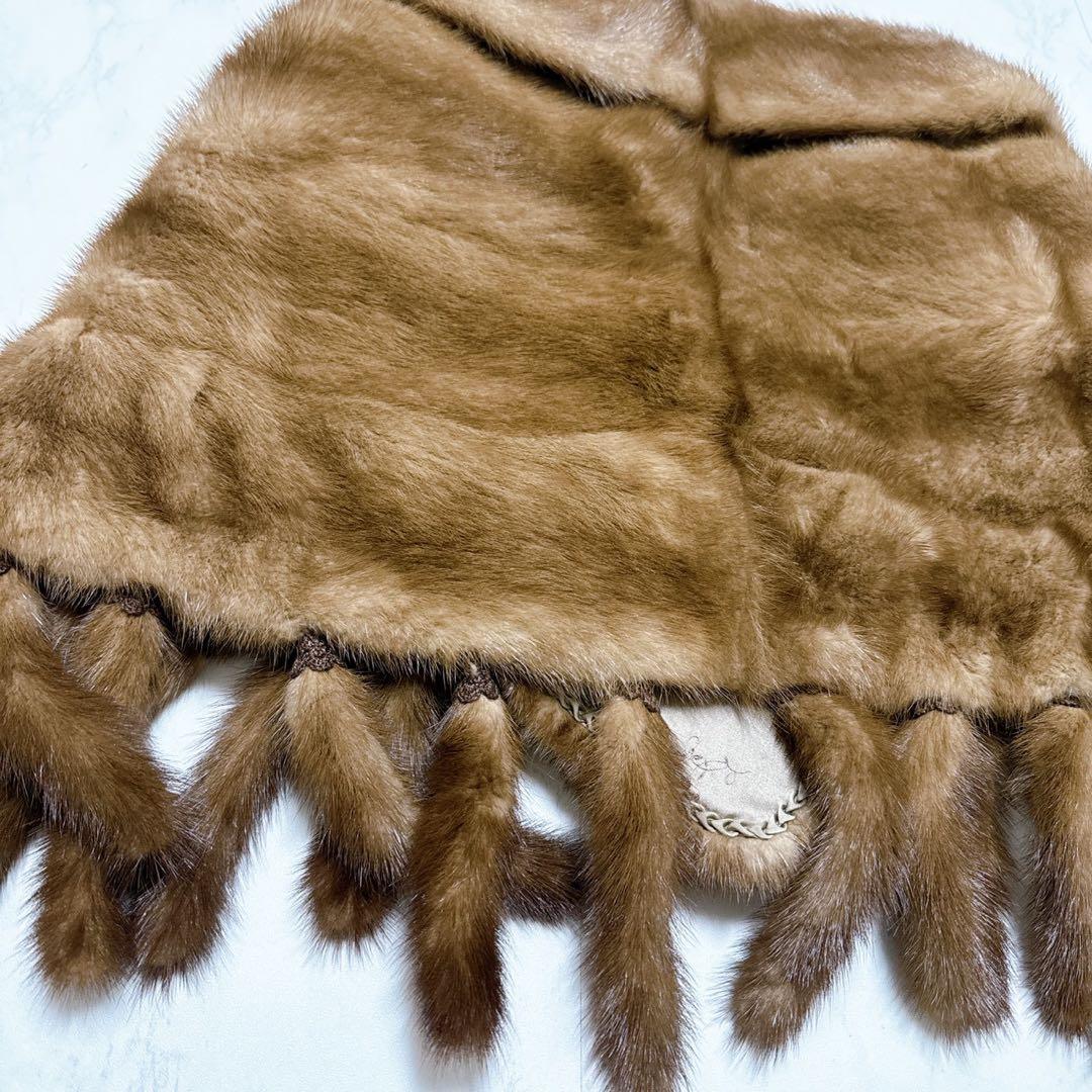 ミンクファー　パステルミンク　ビッグショール　ケープ　ポンチョ