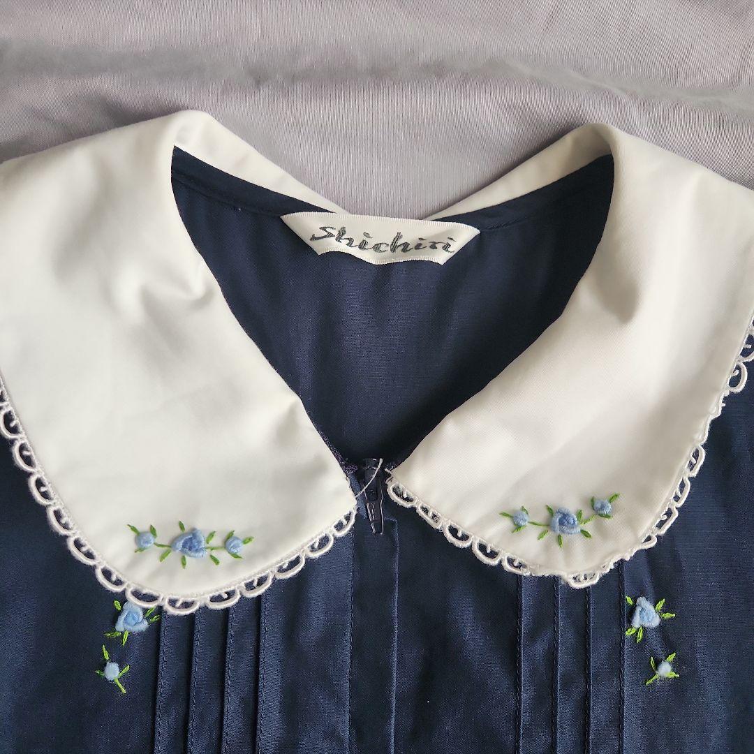 Shichiri ネイビー 半袖 ワンピース