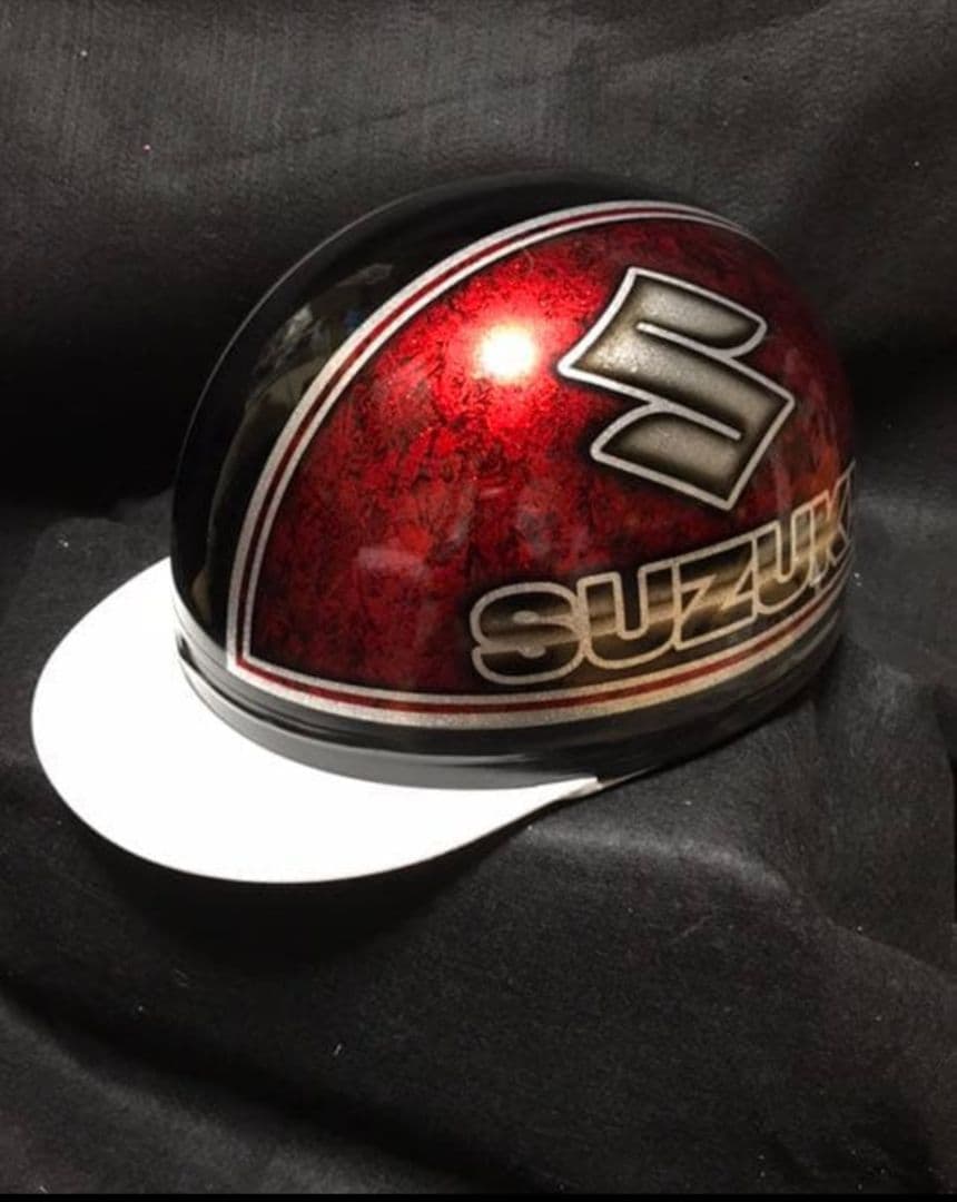 SUZUKI 半帽ヘルメット 赤黒