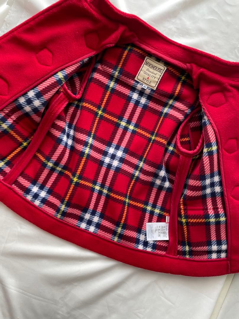 ミキハウス　アウター　フリースダッフルコート　80cm 赤色