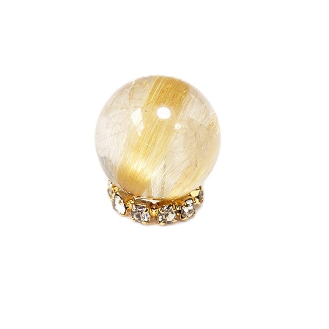 ゴールドタイチンルチル 10ミリ 粒売り 金針水晶 パワーストーン 金運のお守り