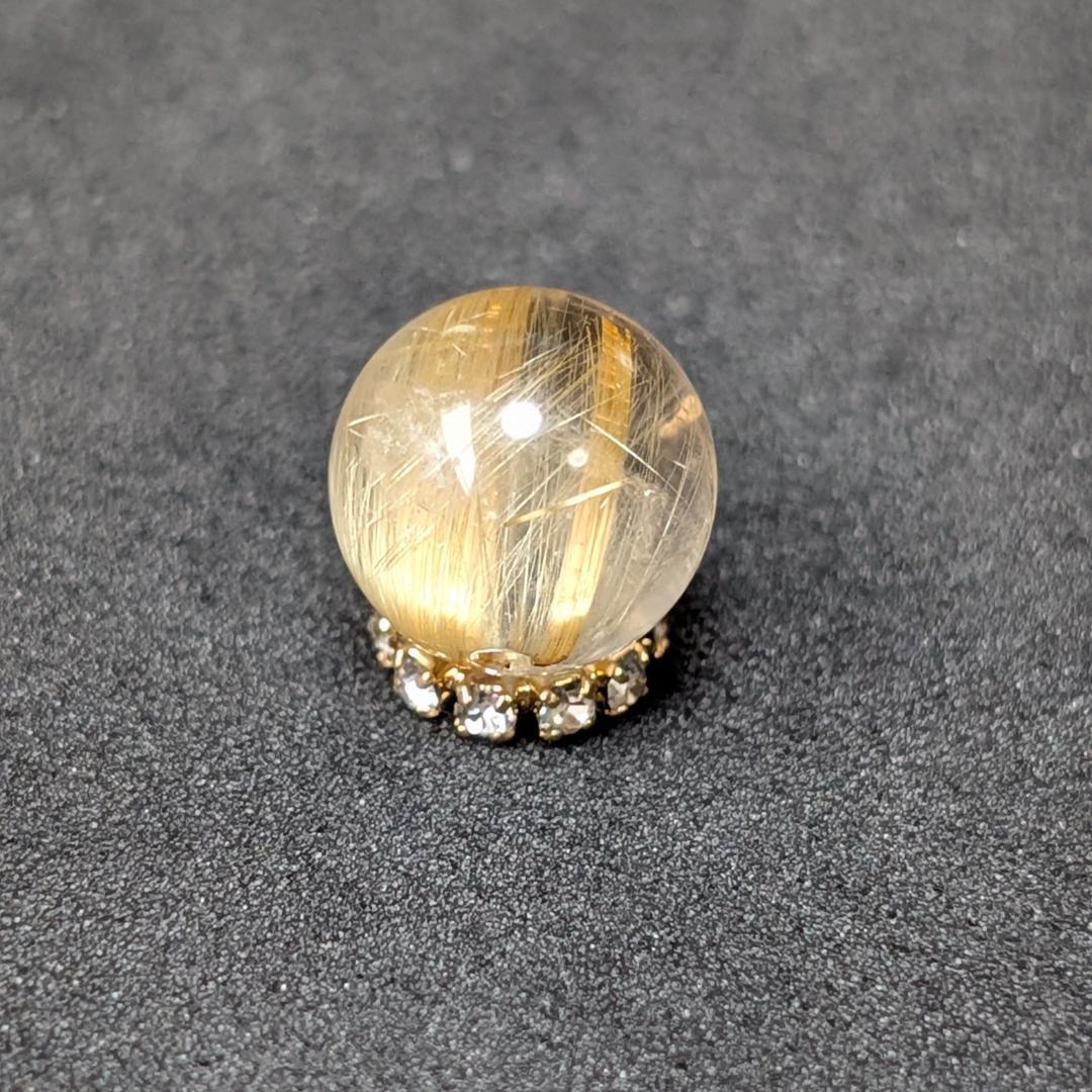 ゴールドタイチンルチル 10ミリ 粒売り 金針水晶 パワーストーン 金運のお守り