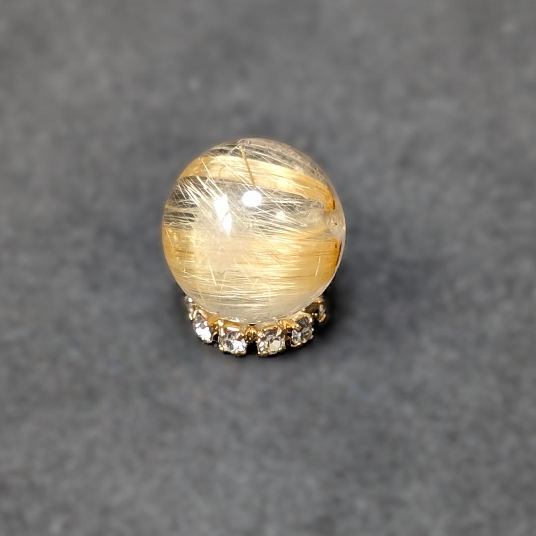 ゴールドタイチンルチル 10ミリ 粒売り 金針水晶 パワーストーン 金運のお守り