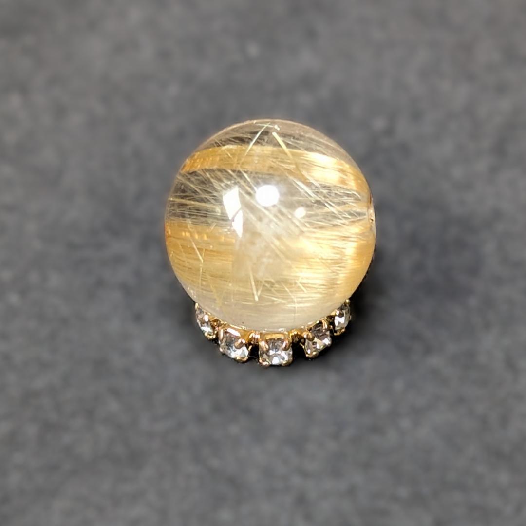 ゴールドタイチンルチル 10ミリ 粒売り 金針水晶 パワーストーン 金運のお守り