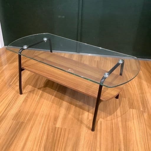 【美品】 ガラステーブル ローテーブル センターテーブル ブラウン