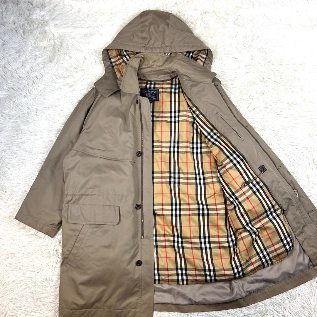 バーバリー 5way ノバチェック ダウンライナーステンカラーコート フーディ