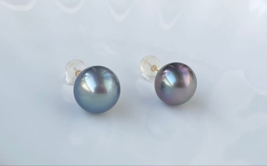 黒蝶真珠 大玉 ピアス K18 絶品照り 南洋パール トップグレード オーロラ