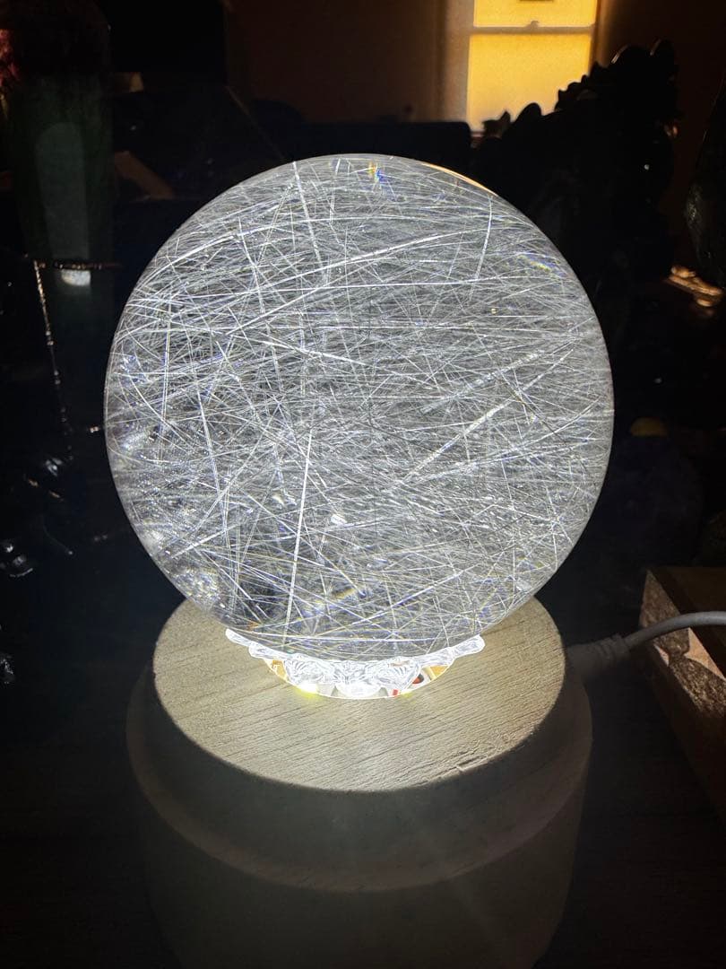 【コレクション】天然水晶 シルバールチルクォーツ 丸玉 7.8cm