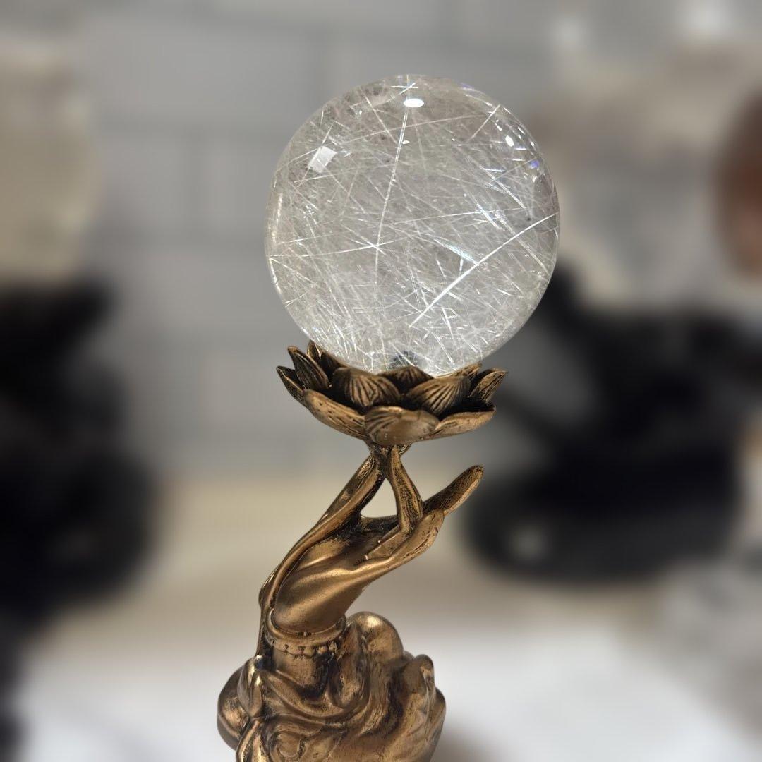 【コレクション】天然水晶 シルバールチルクォーツ 丸玉 7.8cm