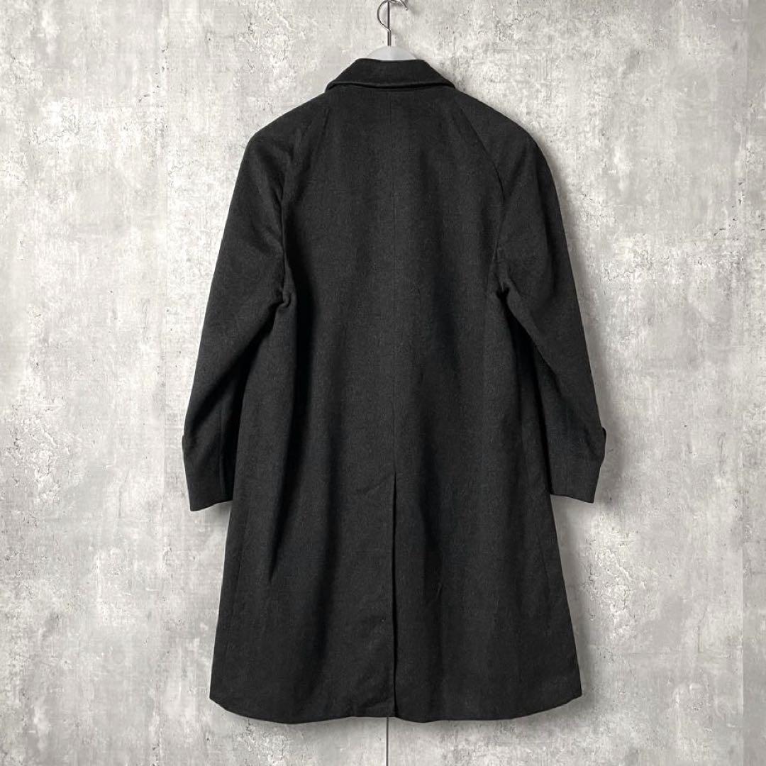 英国製 カシミア100% アクアスキュータム ウールコート 濃グレー 比翼 美品