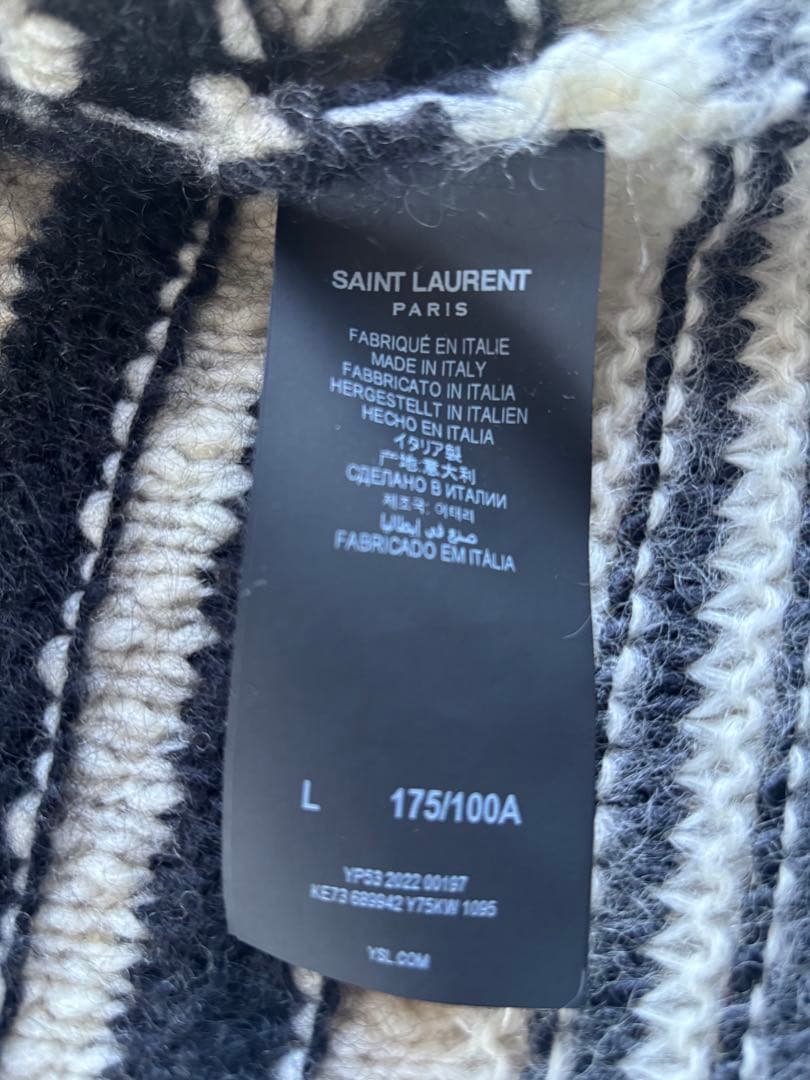 u*a様 サンローラン ボーダー　モヘア　カーディガン L