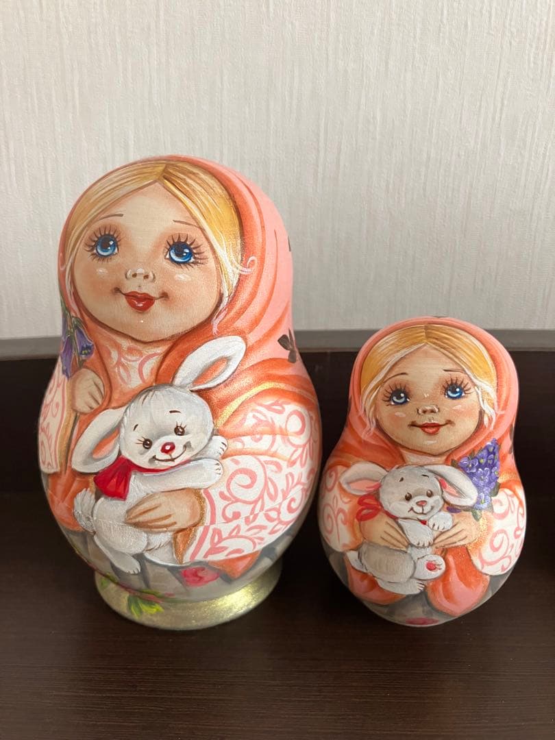 スヴェトラーナ・カヴァノヴァさんのマトリョーシカ 5個セット ピンク系 花柄