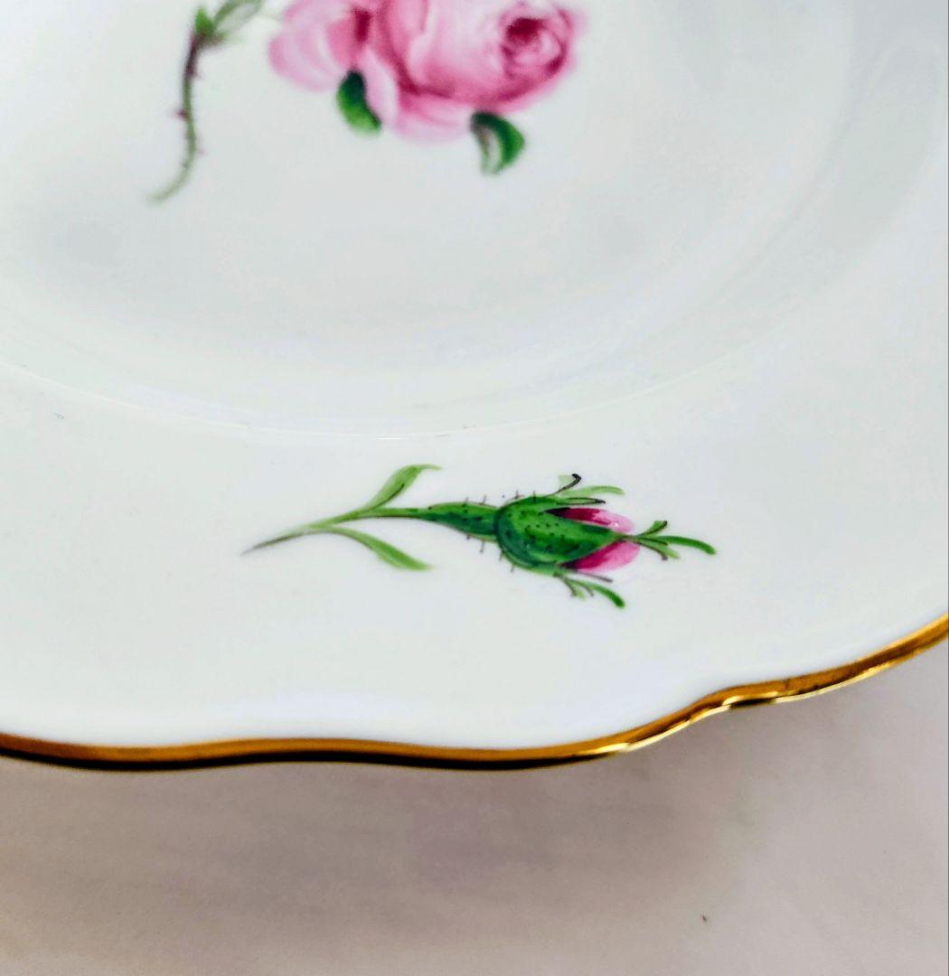 マイセンMEISSEN 【ピンクローズ】23.5cm深皿・ボウル皿【未使用美品】