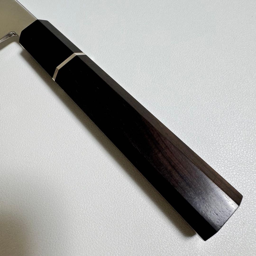 270mm 切付柳刃包丁 鏡面　黒檀黒水牛八角柄 刺身包丁 【全鋼】