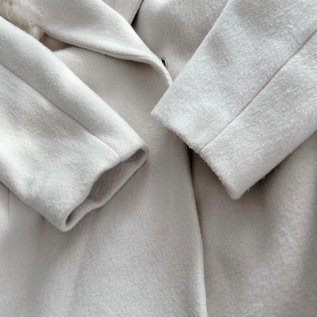 セルフォード★フード　ファー　ロングガウンコート ベルテッド ベルト　アイボリー