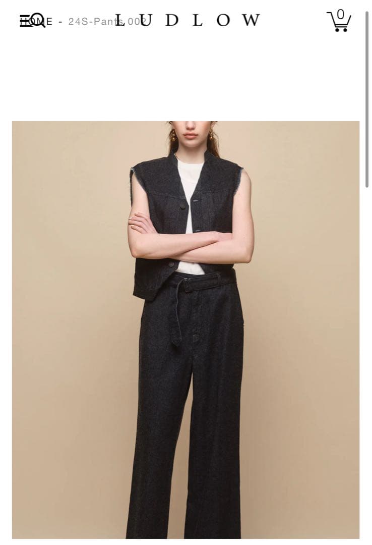 新品未使用★滝沢眞規子着LUDLOW ラドロー24SS ベルテッドデニムパンツ