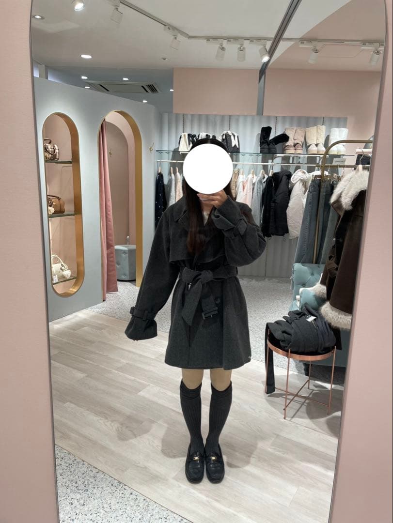 NICE CLAUPスタンドカラーミドルコート グレー S