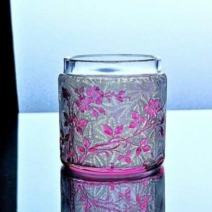 花のオールドバカラ エグランチエの小物入れ【1916年カタログ】ピンク