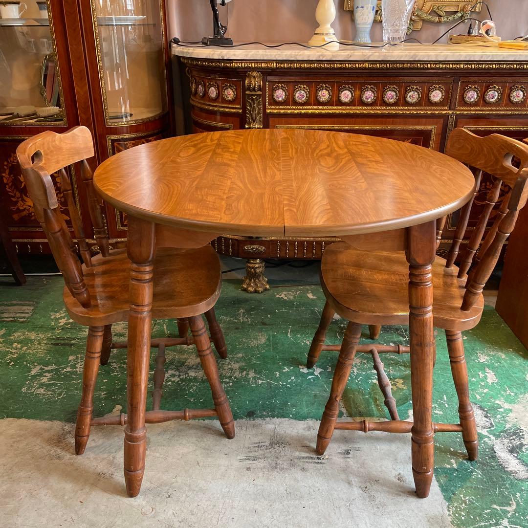 アンティーク・2人用ダイニングテーブルセット・ユーゴスラビア製