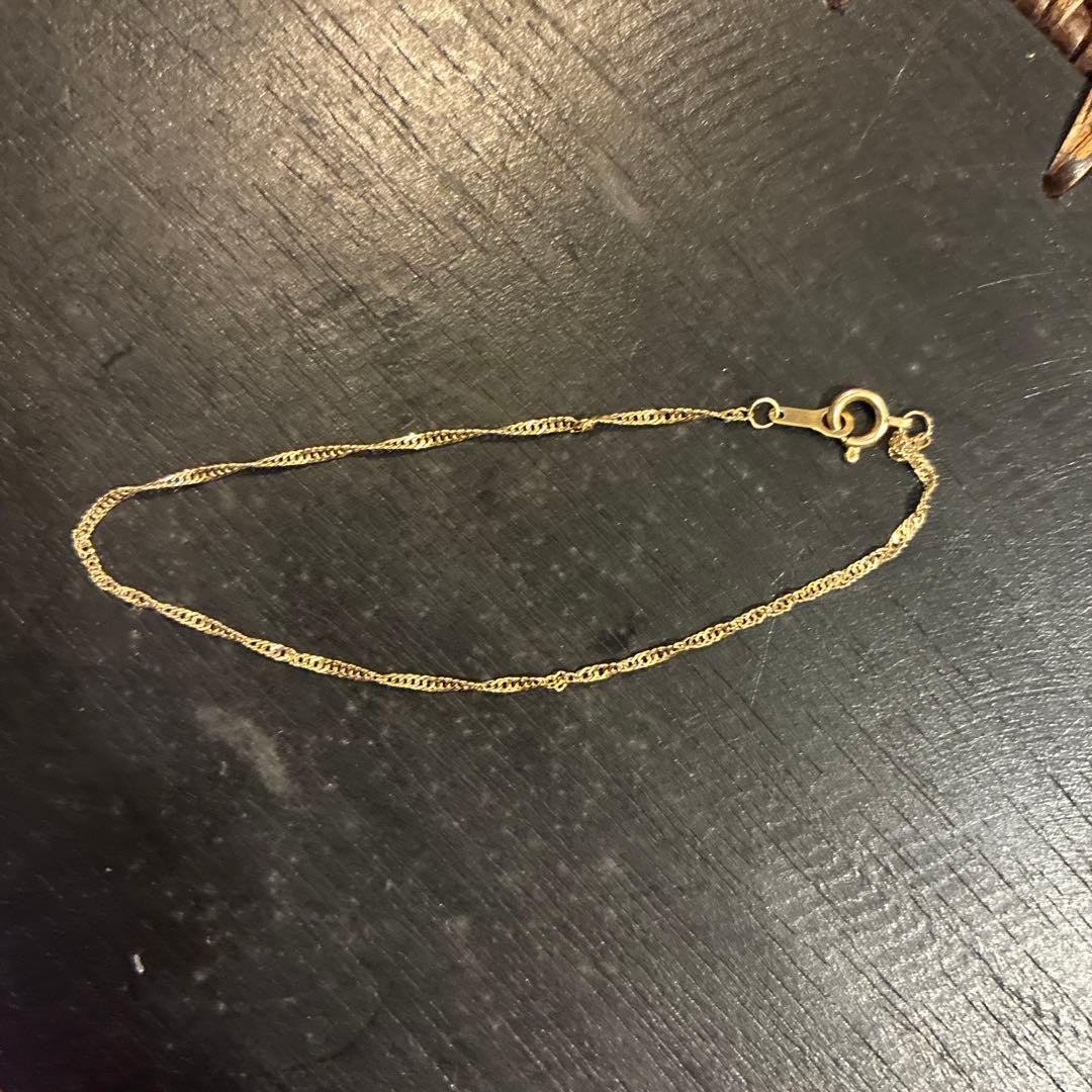 k18 18金 ブレスレット　イエローゴールド　スクリューチェーン1.3mm