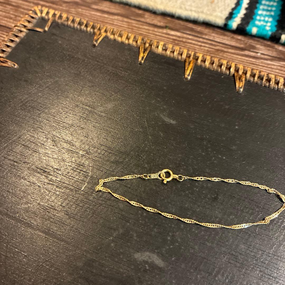 k18 18金 ブレスレット　イエローゴールド　スクリューチェーン1.3mm