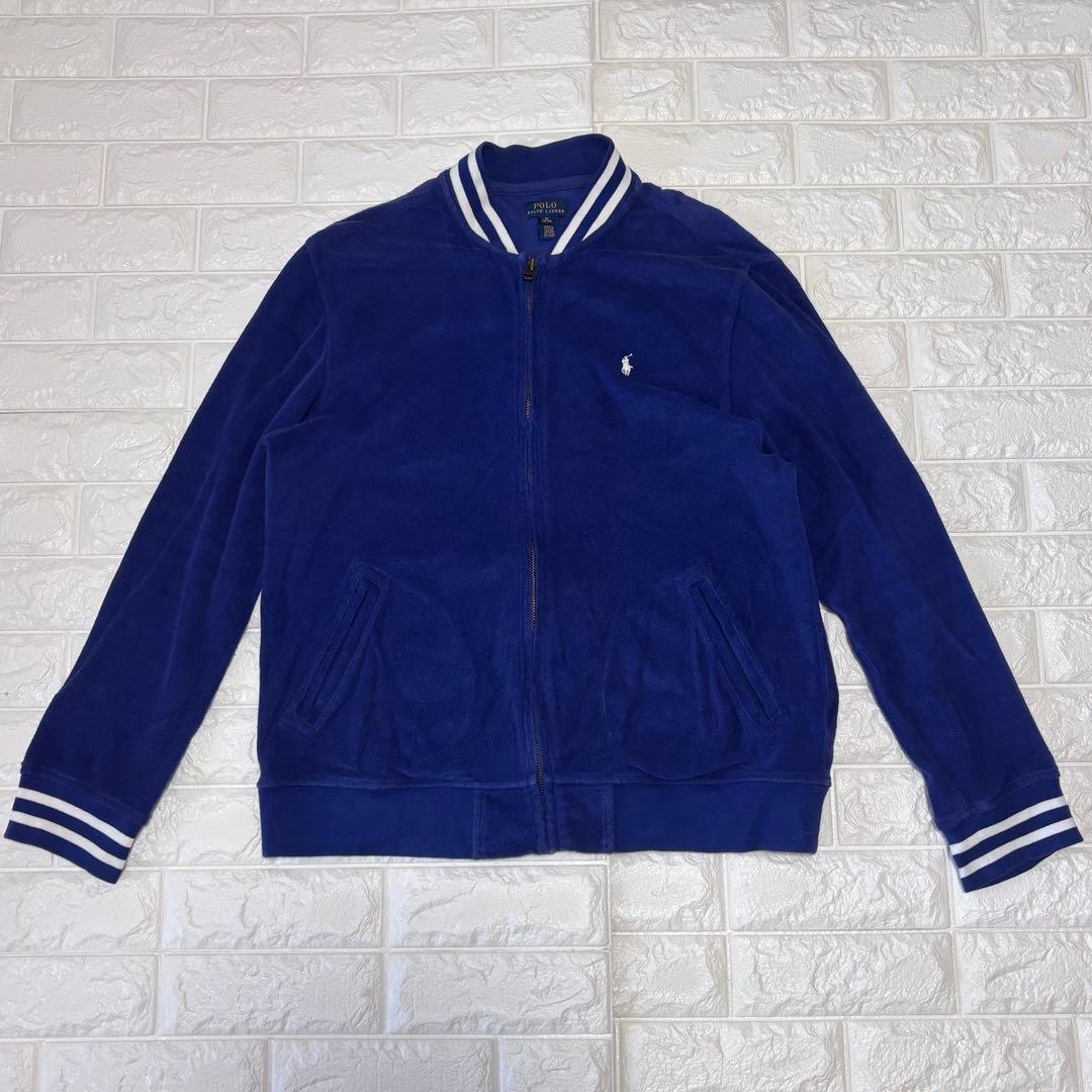 だい様　ラルフローレン ★ パイル素材 ベースボールジャケット ブルー XL