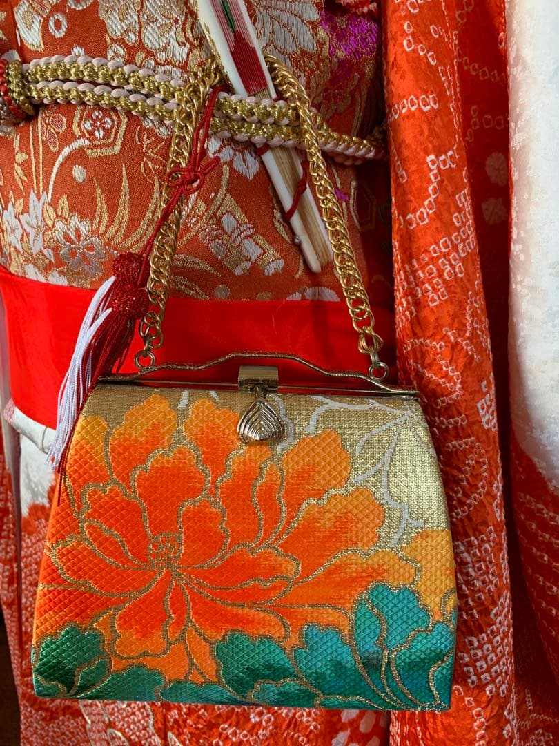 七五三　七歳　正絹絞りの振り袖のコーディネート　お着物セット