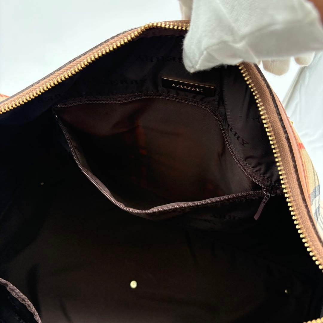 美品 BURBERRY ボストンバッグ レザー ノバチェック シャドーホース