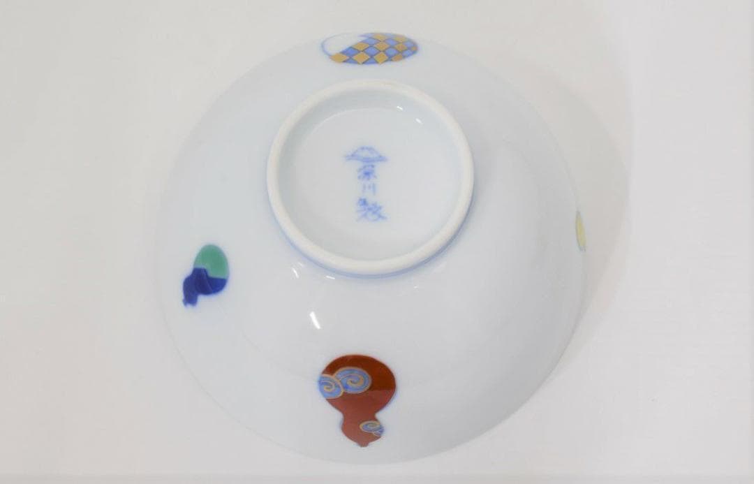 【深川製磁　百年庵】染錦ひょうたん　古伊万里型飯碗　飯碗