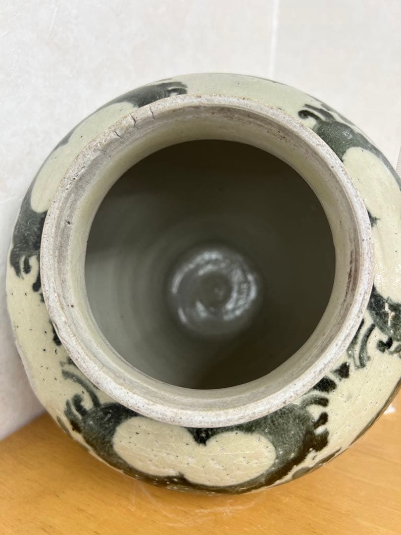 朝鮮李朝高麗青花りんご紋壷　古美術　唐物コレクション韓国骨董アンティーク江戸青磁