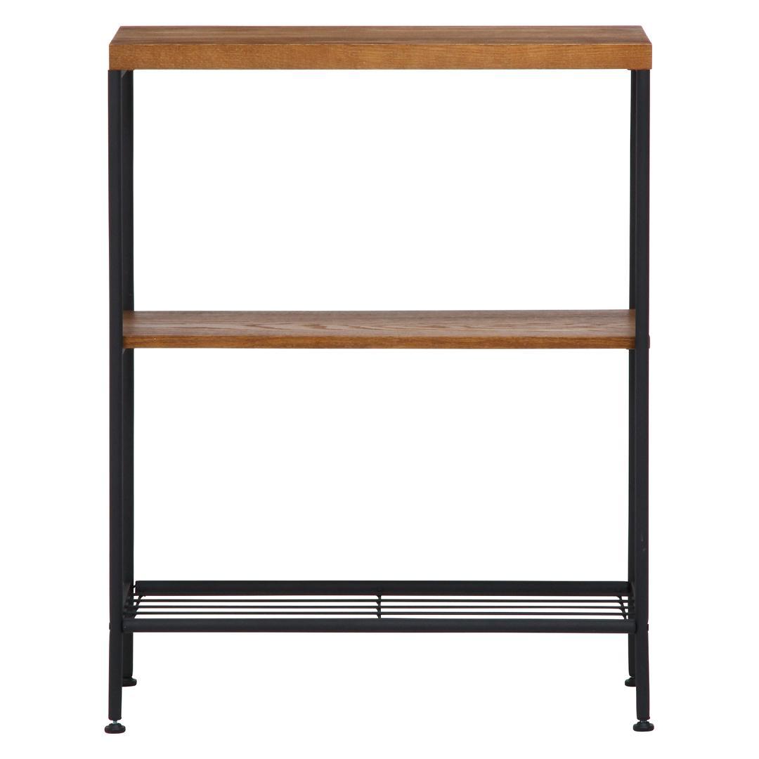 3段シェルフ ブラックアイアン×天然木 スタイリッシュ