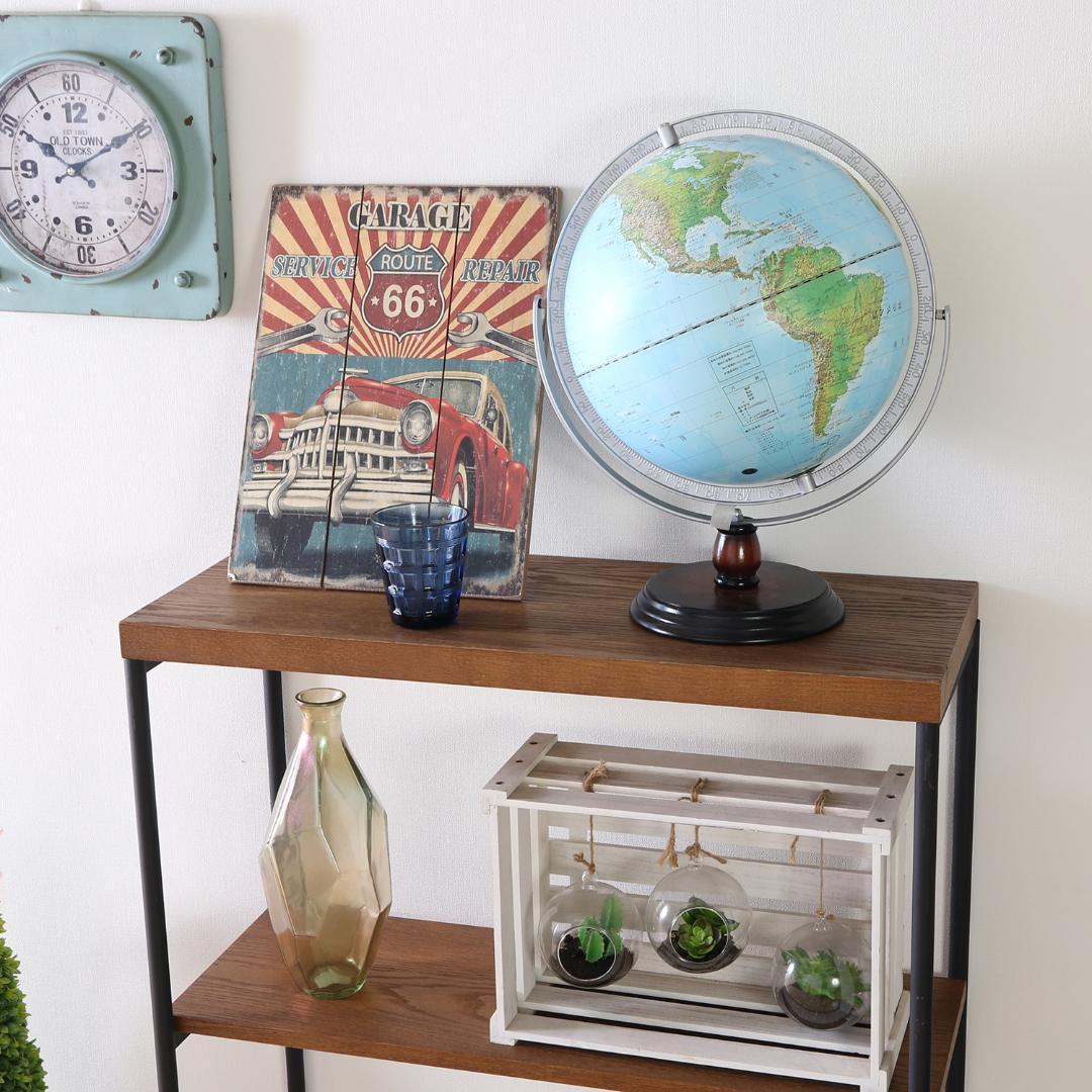 3段シェルフ ブラックアイアン×天然木 スタイリッシュ