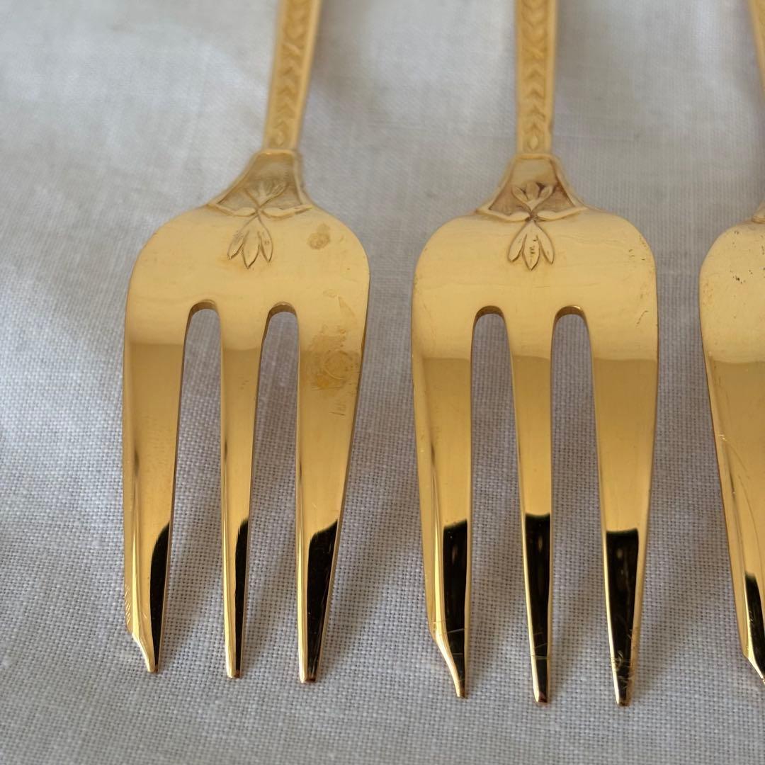 クリストフル ナターシャ6本 24金プレート デザートフォーク フランス 廃盤
