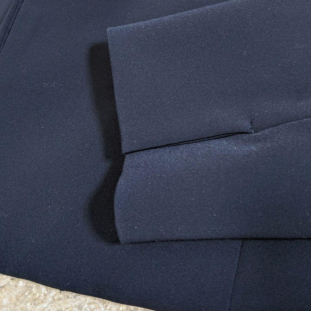 ノーリーズ　セットアップ　ノーカラー　ストレッチ　洗える　ネイビー　現行