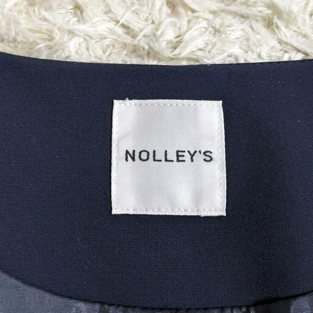 ノーリーズ　セットアップ　ノーカラー　ストレッチ　洗える　ネイビー　現行