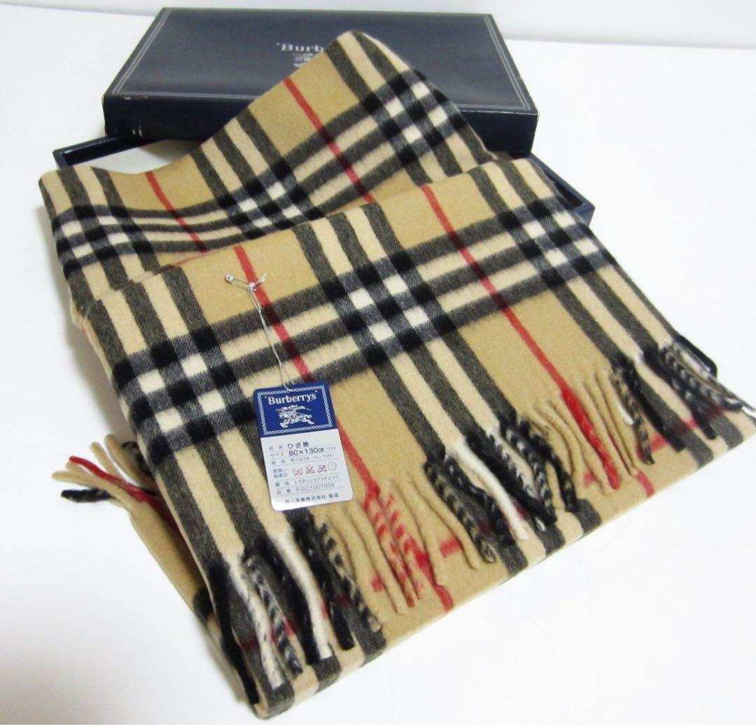 【未使用】Burberrys バーバーリー ひざ掛け 毛100% 大判マフラー