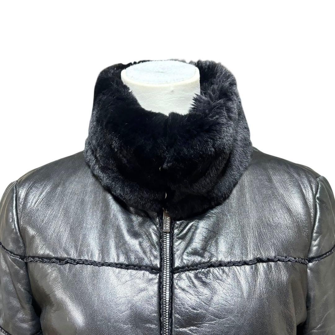 美品　アルマーニコレツォーニ　ラムスキン　ラビットファー　中綿　ジャケット