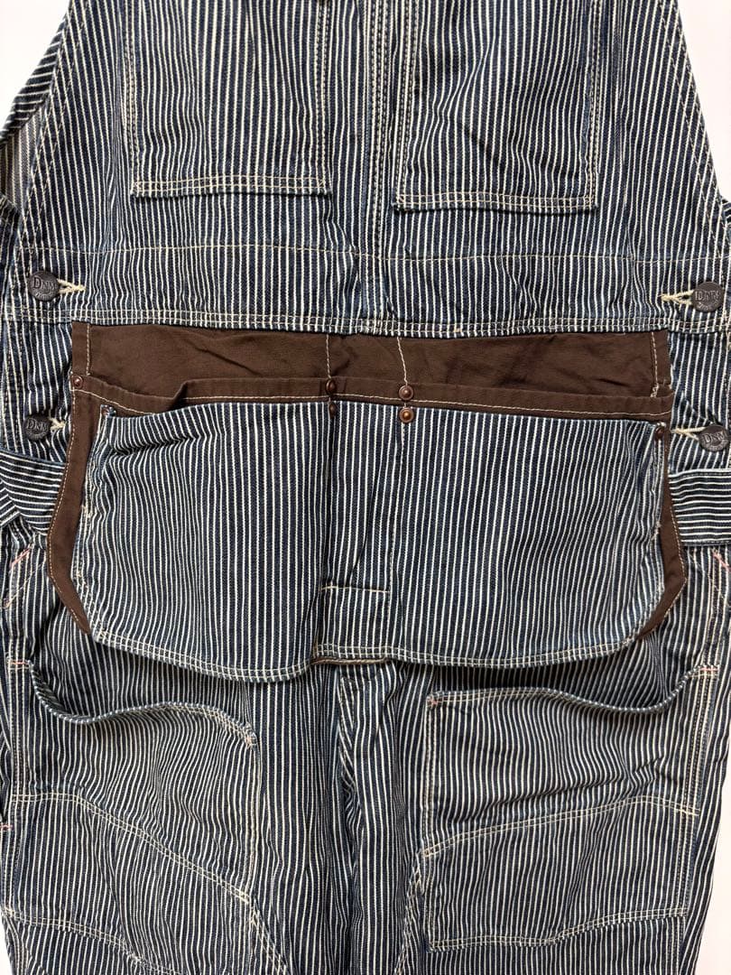 DENIMDUNGAREE ダブルニーエプロンヒッコリーオーバーオール　160