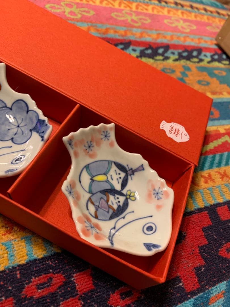 梶謙製磁社 招福鯛 雛人形 雛祭り 鯛皿 豆皿 小皿 魚型陶器小皿3枚セット