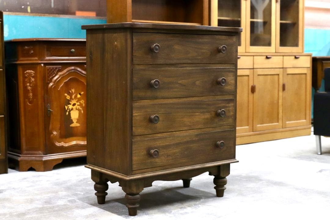 GMIK176○和製 アンティーク 4段チェスト サイドボード リビングボード