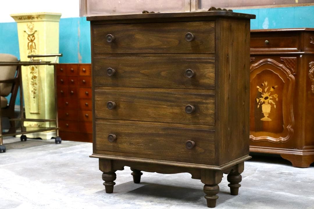 GMIK176○和製 アンティーク 4段チェスト サイドボード リビングボード