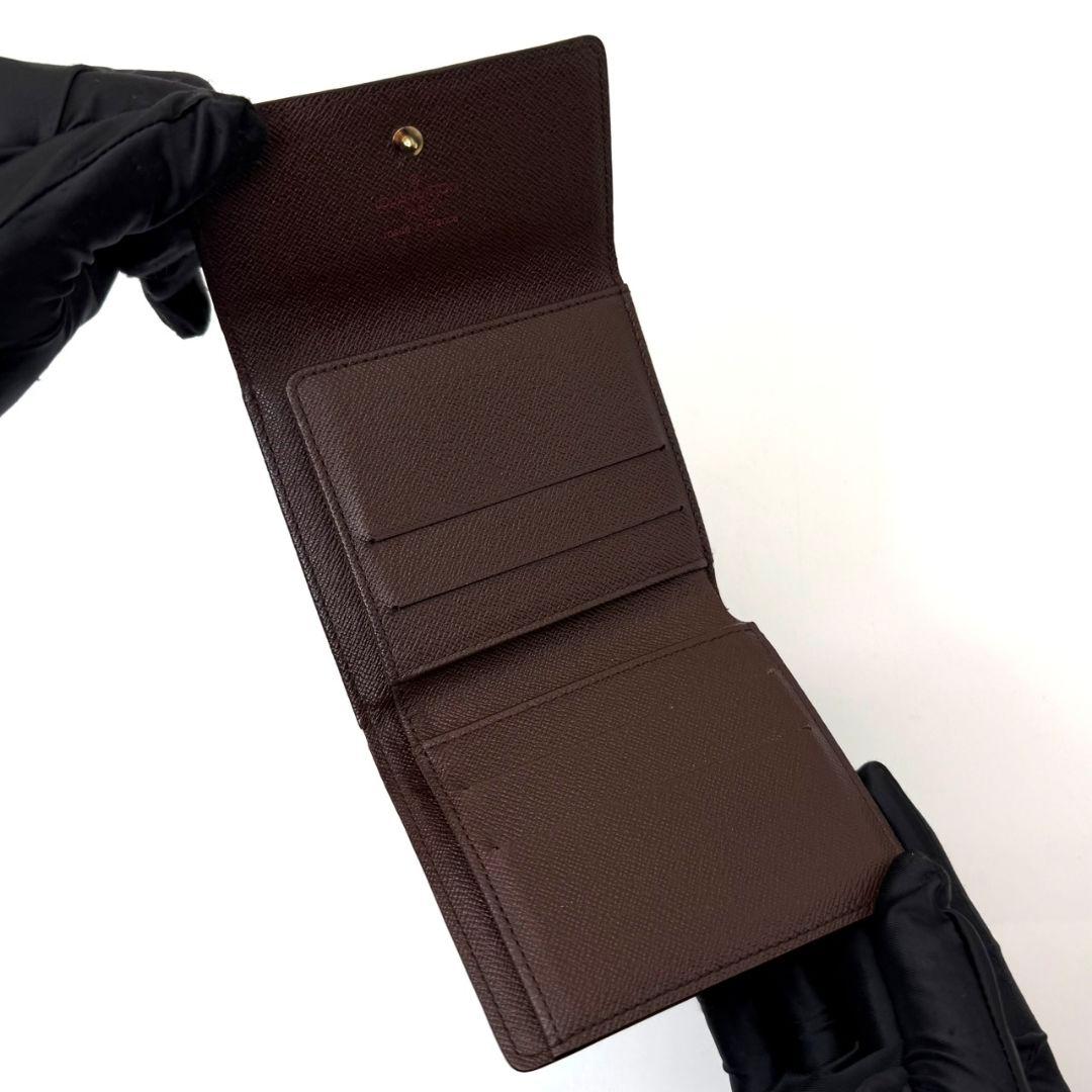 美品 ルイヴィトン ダミエ エベヌ ポルトモネ ビエ カルトクレディ 財布 W