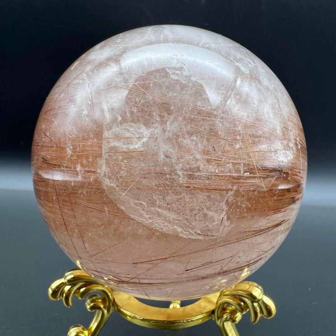 ☆超密集キラキラ☆虹入り ルチルクォーツ ルチルインクォーツ 丸玉 天然石 原石