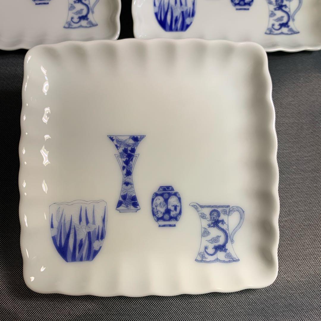 モコ　深川製磁　ブルーチャイナ　角皿　ゴブレット　菓子皿小皿　フリーカップ