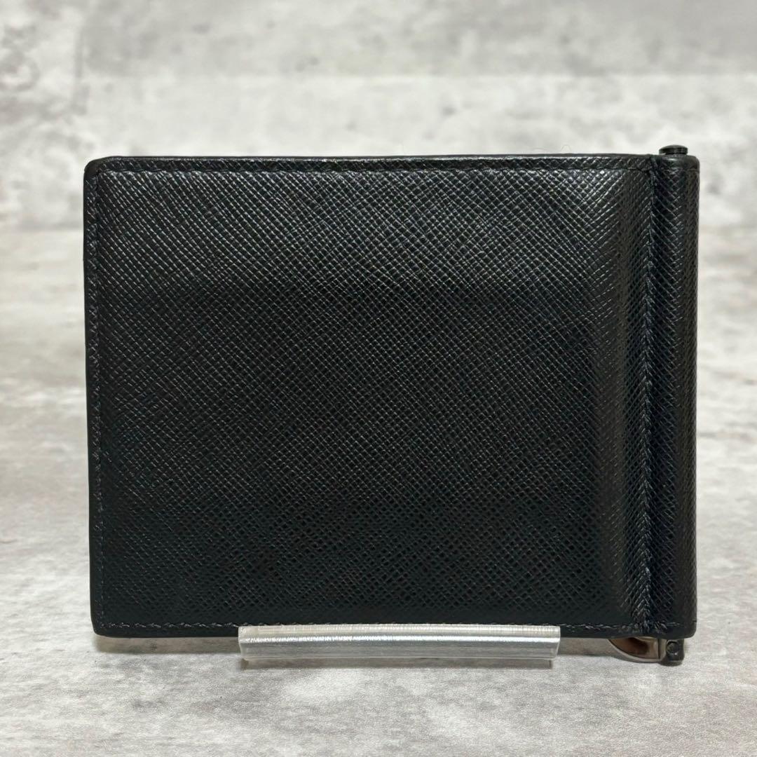 極美品/RFID✨プラダ マネークリップ サフィアーノ メタルロゴ 折り財布