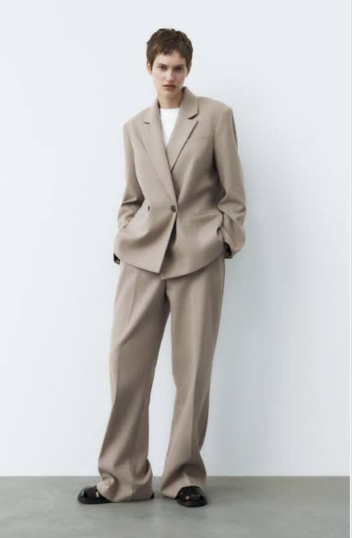 新品未使用 ZARA ダブルブレストブレザー ストレートレッグパンツ セット